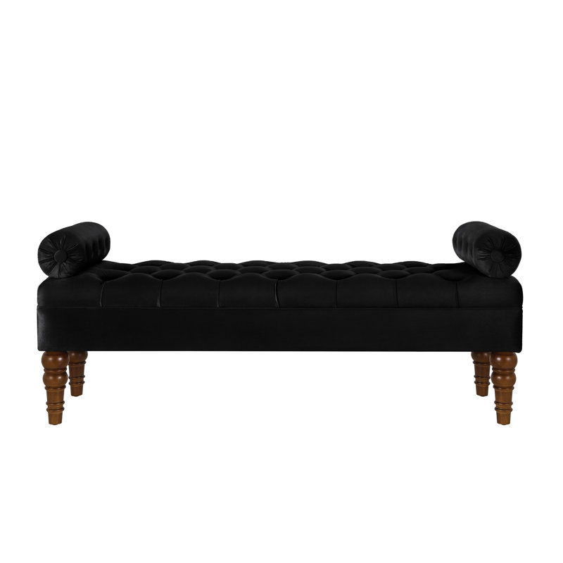 Banc rembourré pour la chambre à coucher - Siège de salon en tissu de velours noir