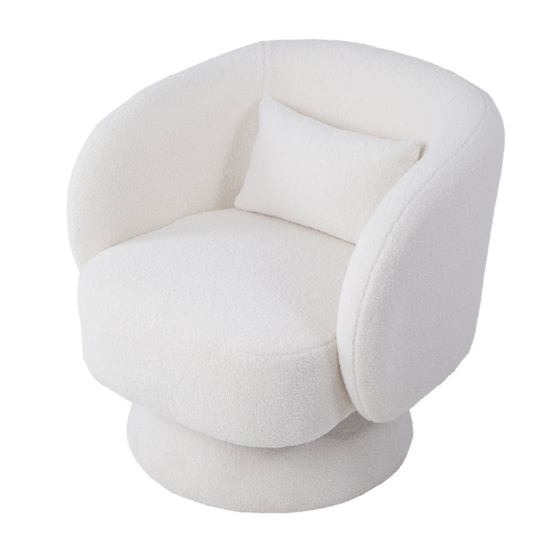Darionna Upholstered Swivel Barrel Chair, White