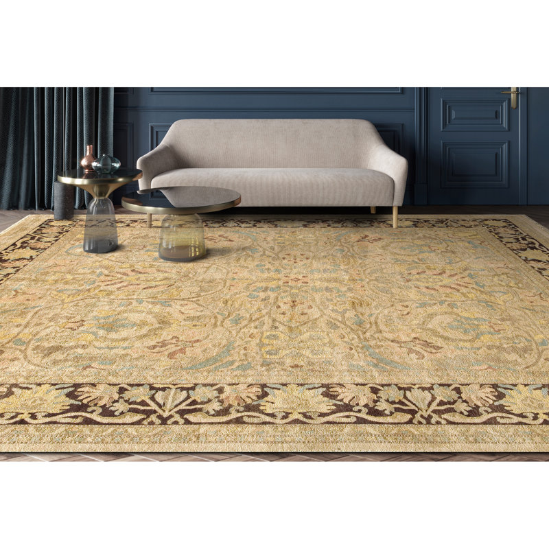 Wool Oriental Area Rug in Ivory/Walnut, Rectangle 8' x 10'