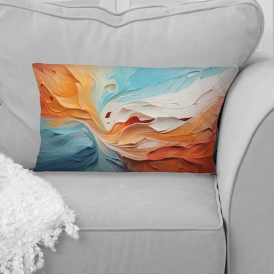 Coussin à imprimé abstrait bleu sarcelle avec motif abstrait «I» Dams