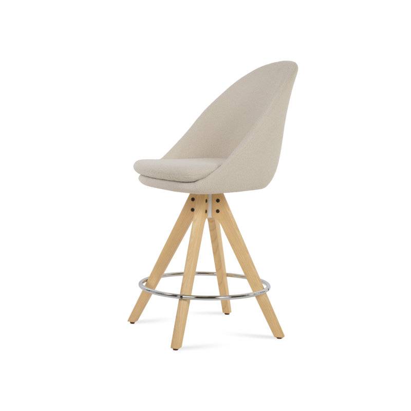 Tabouret de bar et de comptoir Avanos, Tabouret de bar (siège d'une hauteur de 28,7 po), Naturel, Blanc cassé