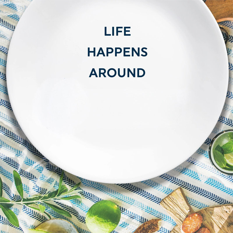 Dinner Plates Set, Triple Layer Glass And Chip Resistant, Lightweight Square 10-1/2-Inch Plates, (Simple Lines/ 6-Piece)