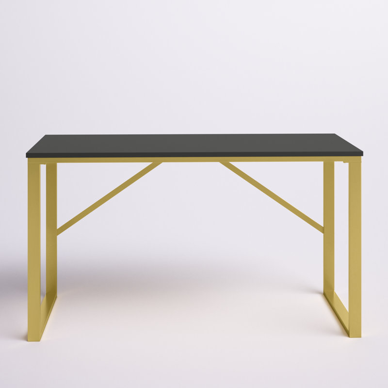 Riggs Metal Base Writing Desk, Black/Gold