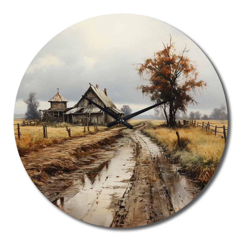 Horloge murale Barns Misty Morning, Très grand