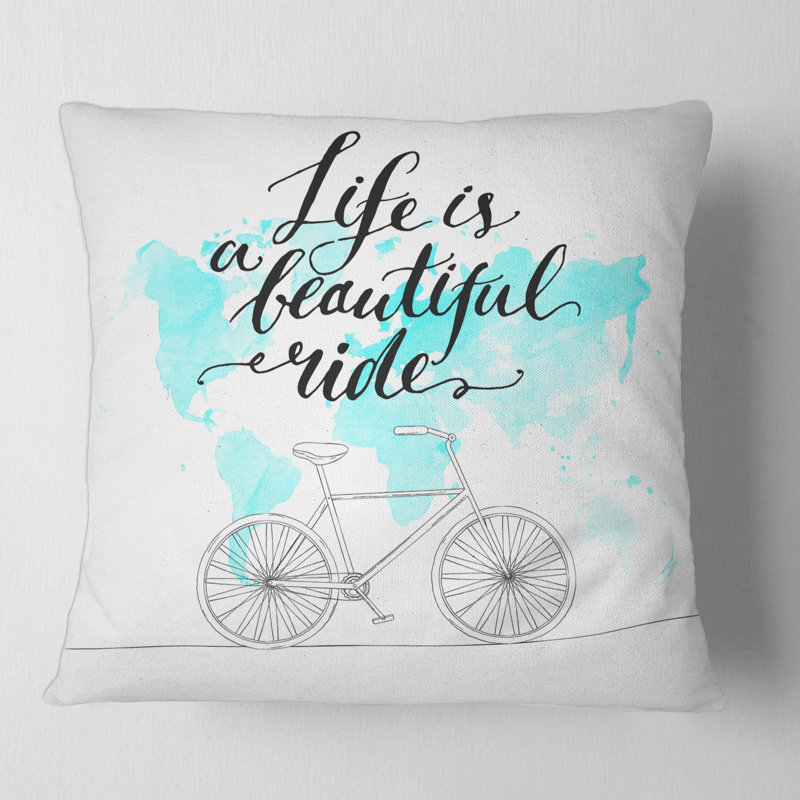 Housse de coussin et insert Life Is a Beautiful Ride, 16" x 16"