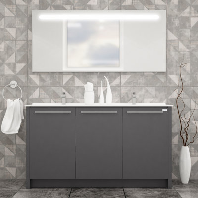 Tornillo 63'' Double Bathroom Vanity with Solid Surface Top