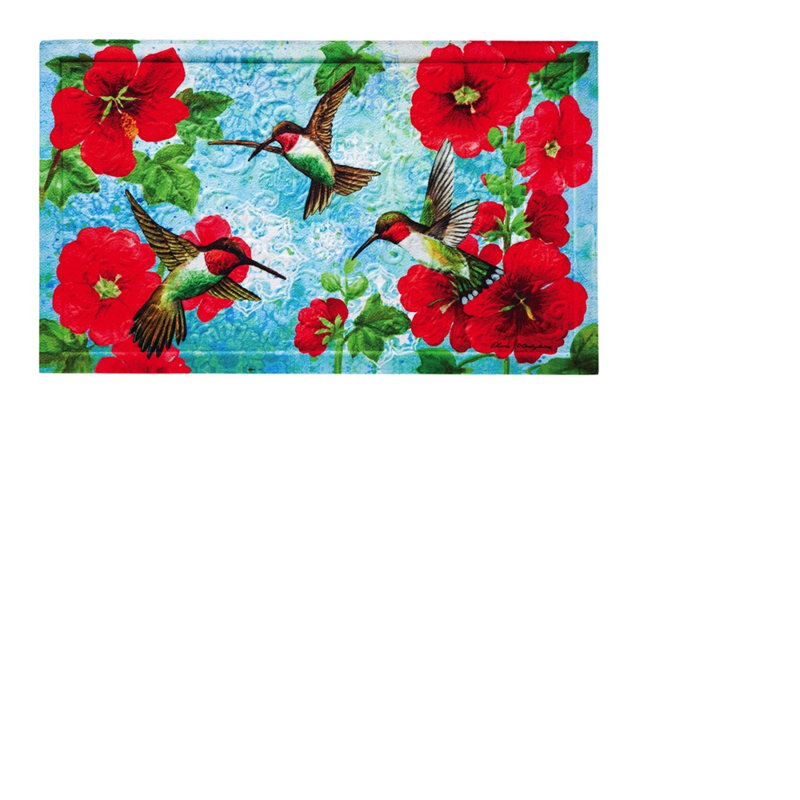 Paillasson anti-dérapant Hofmann Hummingbird and Hollyhock 30 po x 18 po