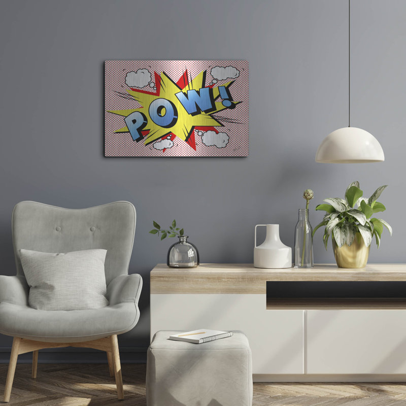 Art mural en métal Winston Porter «Pow 2» par Mark Ashkenazi, H 16 po x l 24 po