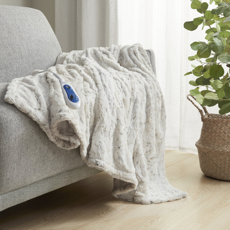 Jeté en fausse fourrure surdimensionné Beautyrest Zuri, Imprimé léopard des neiges