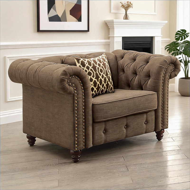 Chaise en lin Aurelia, Brun
