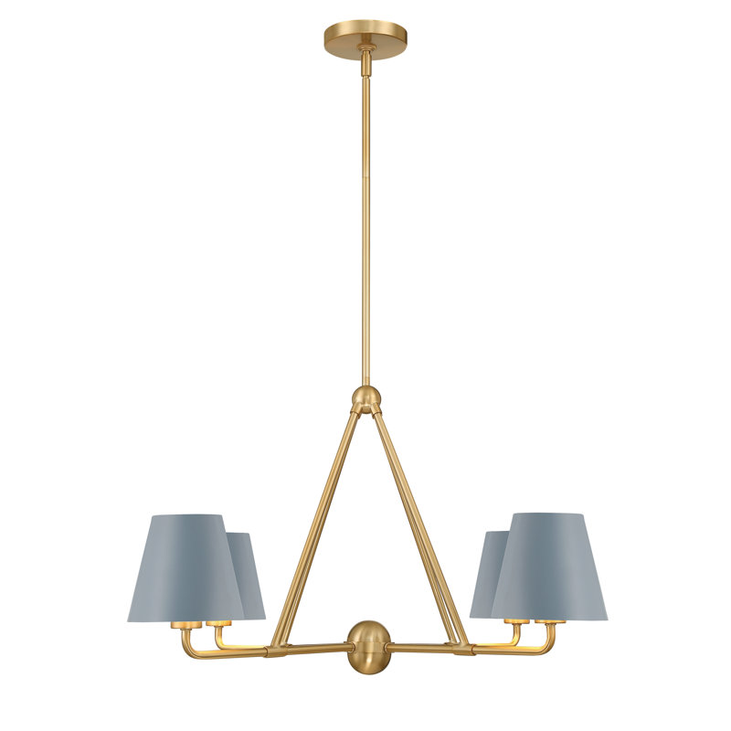 Lustre en métal 4 lumières à intensité variable l 31,75 po Kinston, Or, Blue