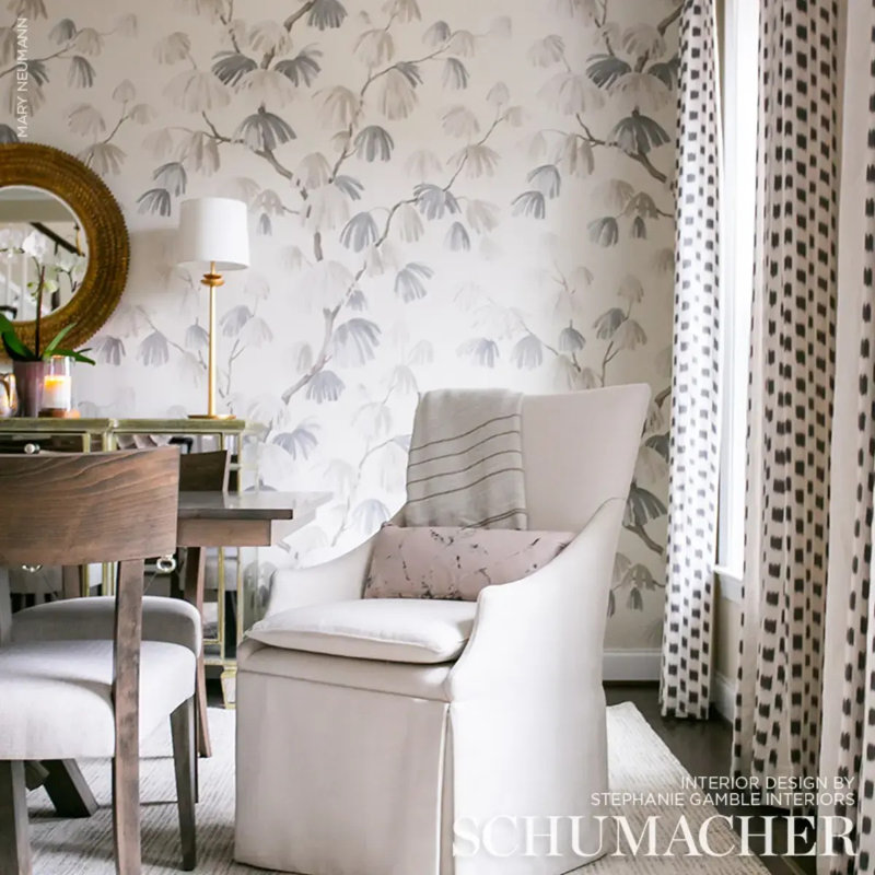 Schumacher x David Kaihoi Weeping Pine Wallpaper, Neutral
