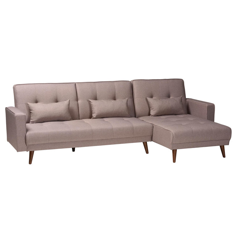 Hanon 104.5'' Upholstered Reclining Sleeper Sofa, Beige Polyester Blend/Polyurethane