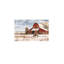 «White Winter Farmhouse Snow Red Farm Barn Cow», art mural simple sur toile, 12 po x 18 po