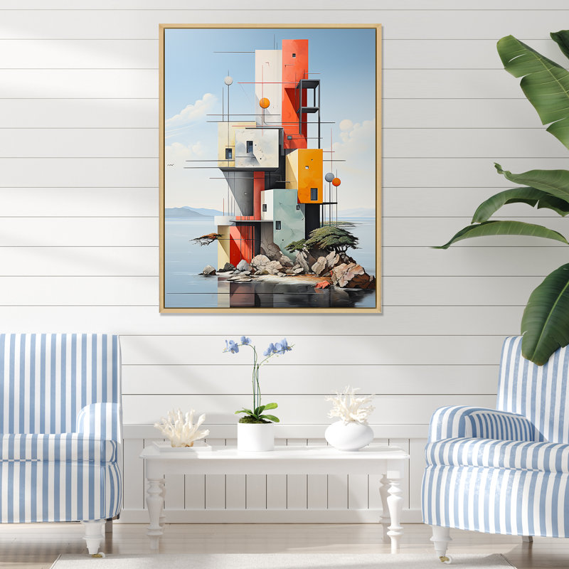 «Ocean De Stijl Lansdcape» sur toile, H 44 po x l 34 po x P 1,5 po, Cadre naturel flottant
