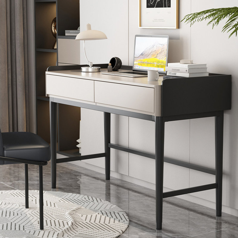 Bureau compact et pratique en bois massif à 2 tiroirs, 30.7" H x 39.37" W x 19.68" D