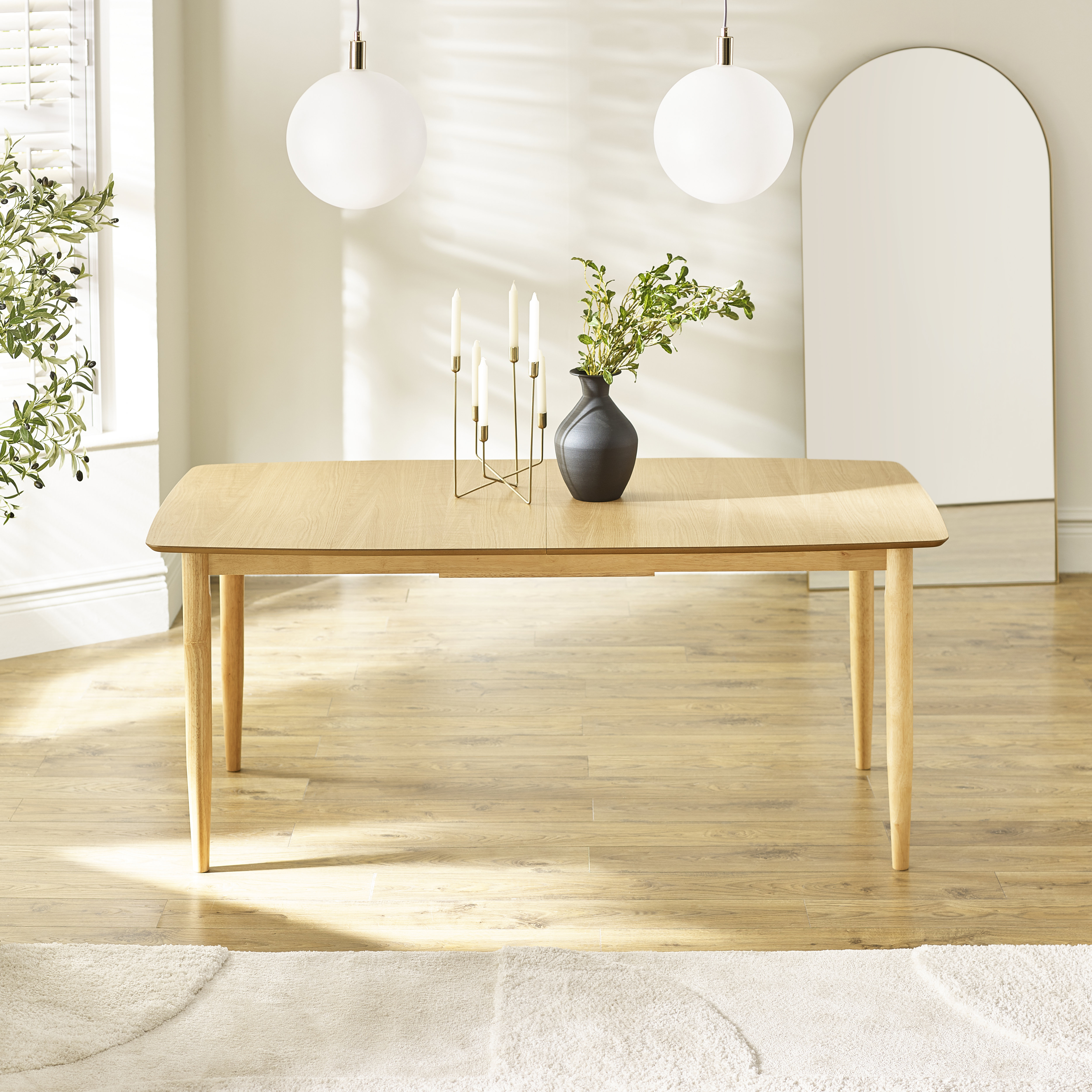 George Oliver Tamiami Rectangular Solid Wood Extending 6 Seater Dining ...