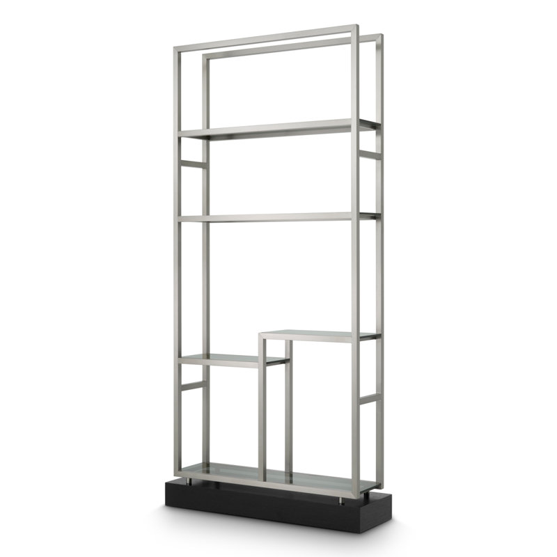 Corrado II Bookcase, Black/Brushed Steel/Smoke