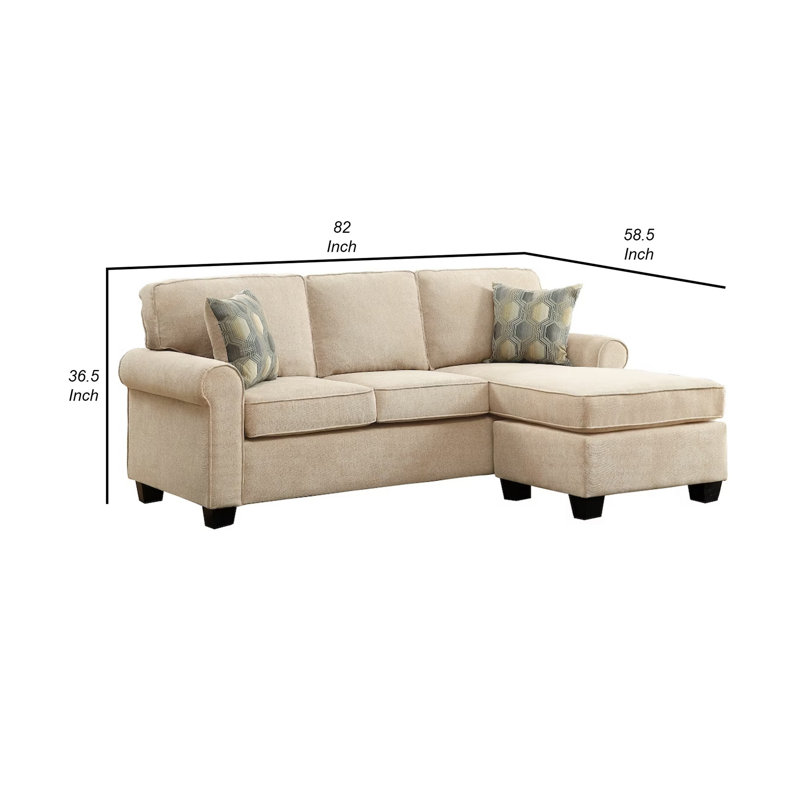 Saleme Upholstered Sectional, Beige 100% Polyester
