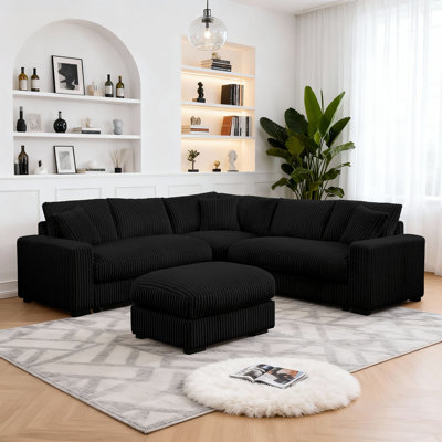 Canapé modulaire en coin avec siège rembourré 98,5 po 98,7 po Corduroy