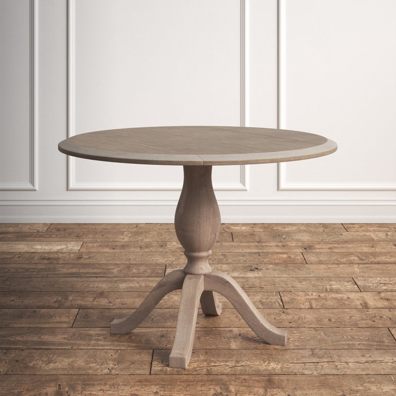 Fairbairn 42" Round Drop Leaf Wood Pedestal Dining Table