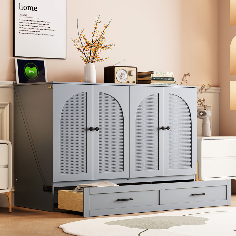Élégant lit gris avec tiroirs spacieux et fonction - Élégante chambre à coucher offrant de nombreuses options de mise à niveau. Maximise la surface de la pièce. Permet de ranger différents articles. Design chic. Option de charge. Simple