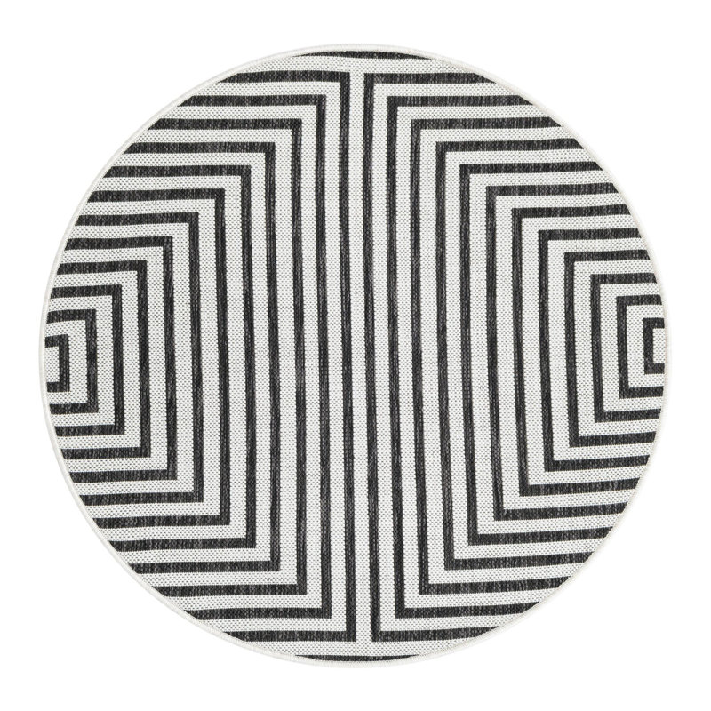 Geometric Indoor / Outdoor Rug, Round 3'3"