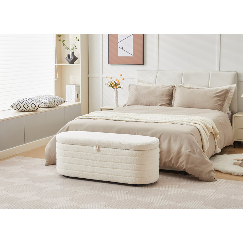 Skandar 45" Storage Ottoman Bench for End of Bed, White