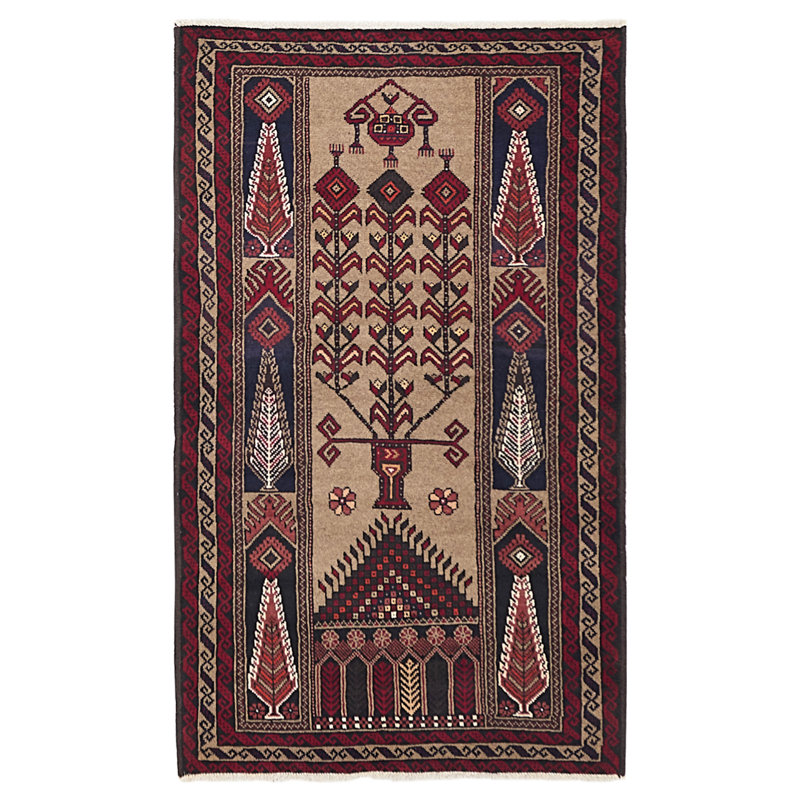 Tapis brun Baluch 3 pi 8 po x 6 pi 1 po