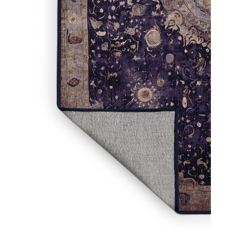 Machine Washable Purple Area Rug, Rectangle 5' x 7'