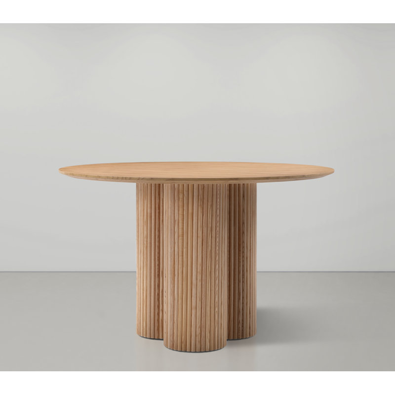 Issabell Ash Round Solid Wood Dining Table, Oak