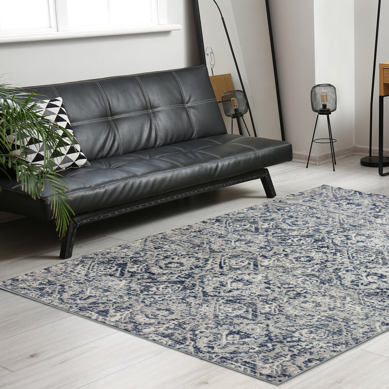 Aidy 1244 Transitional Abstract Blue Area Rug, Rectangle 3'3" x 4'11" 