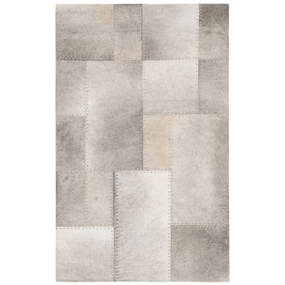 Studio Geometric Handwoven Leather Grey Area Rug