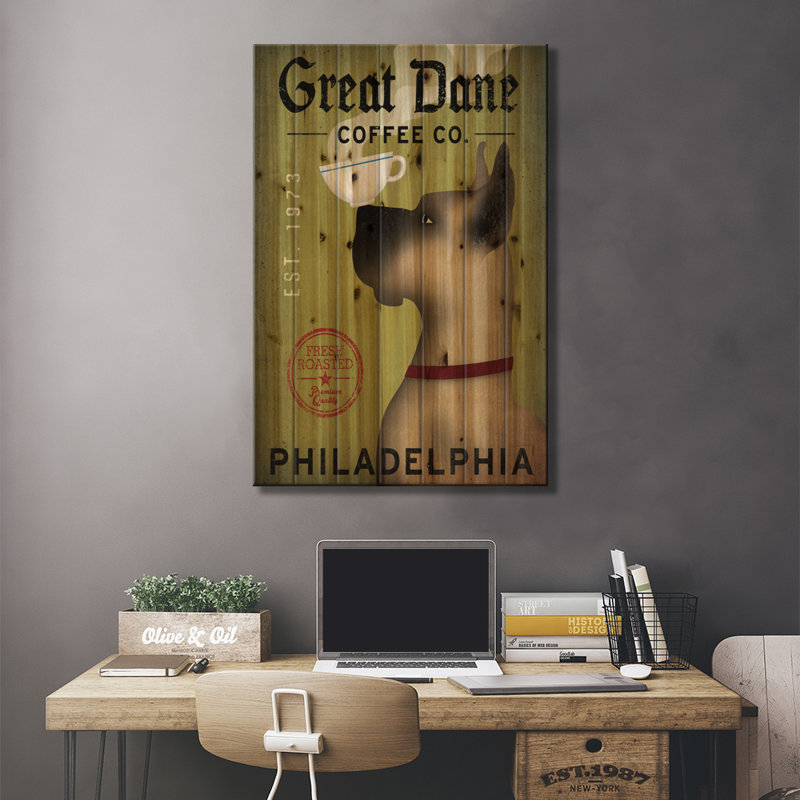 " Great Dane Coffee Co. " by Ryan Fowler, 40" H x 26" W x 1.5" D