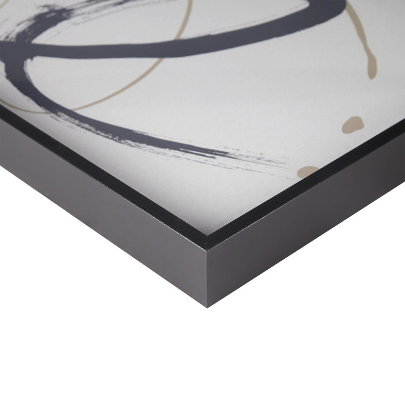 Gray and Black Abstract Framed Glass Wall Art, 41" x 17"