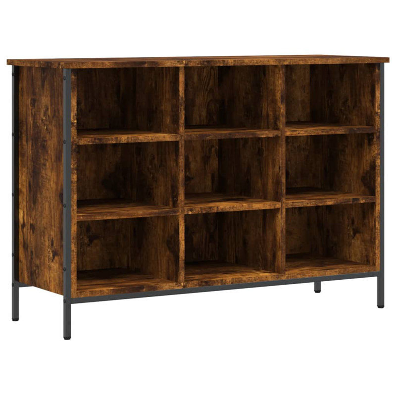 9 Pair Shoe Storage Cabinet, Smoked Oak