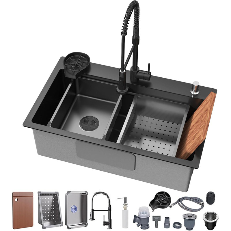 2718 27'' L Drop-in Single Bowl Stainless Steel Kitchen Sink