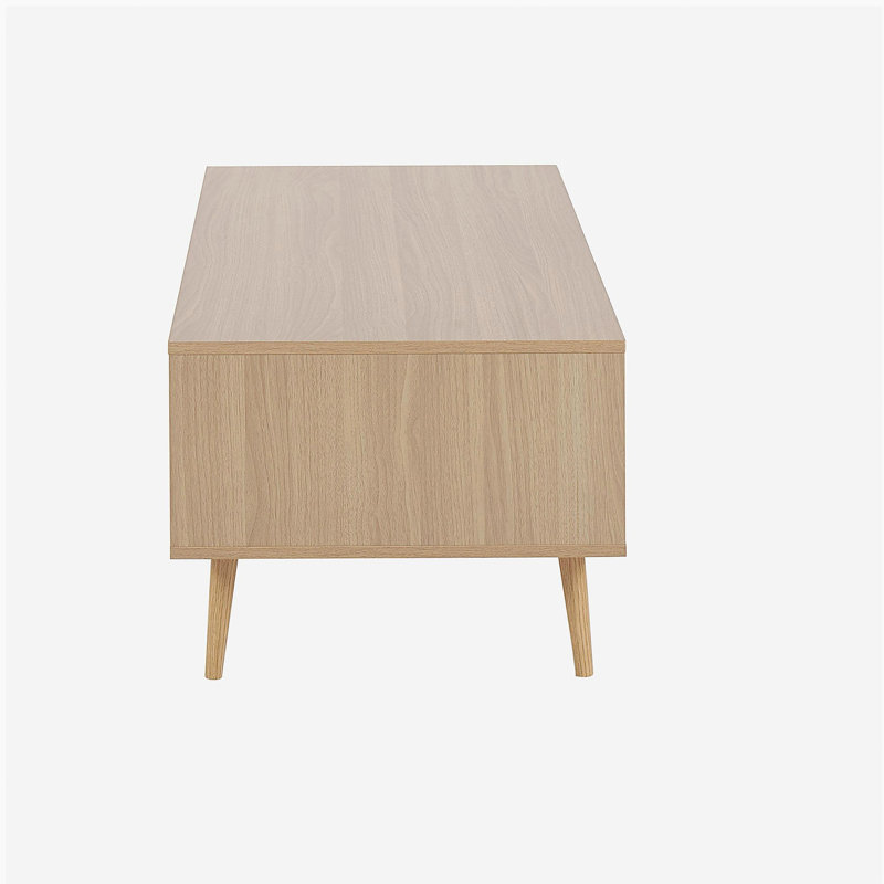 Table basse contemporaine en bois naturel et blanc