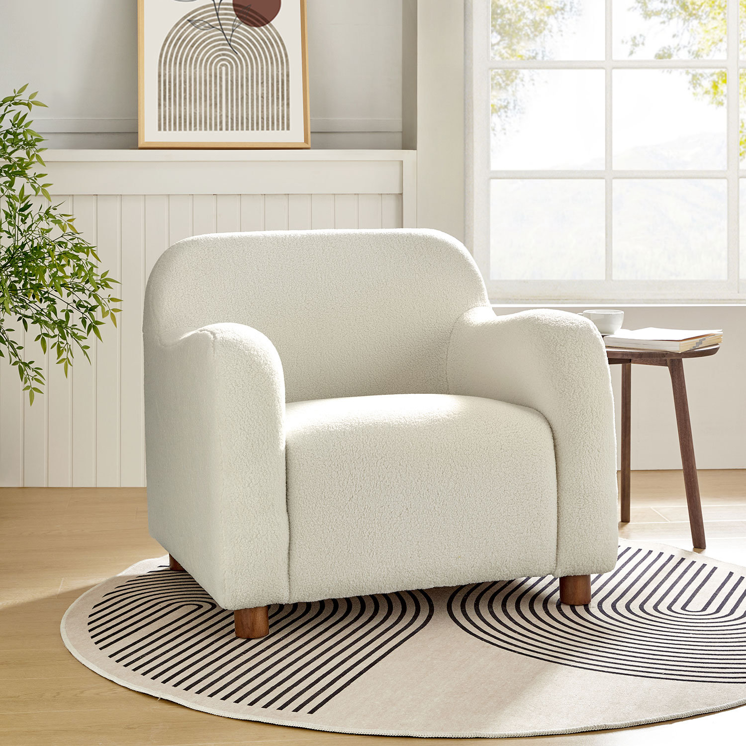Boucle Club Chair, Ivory