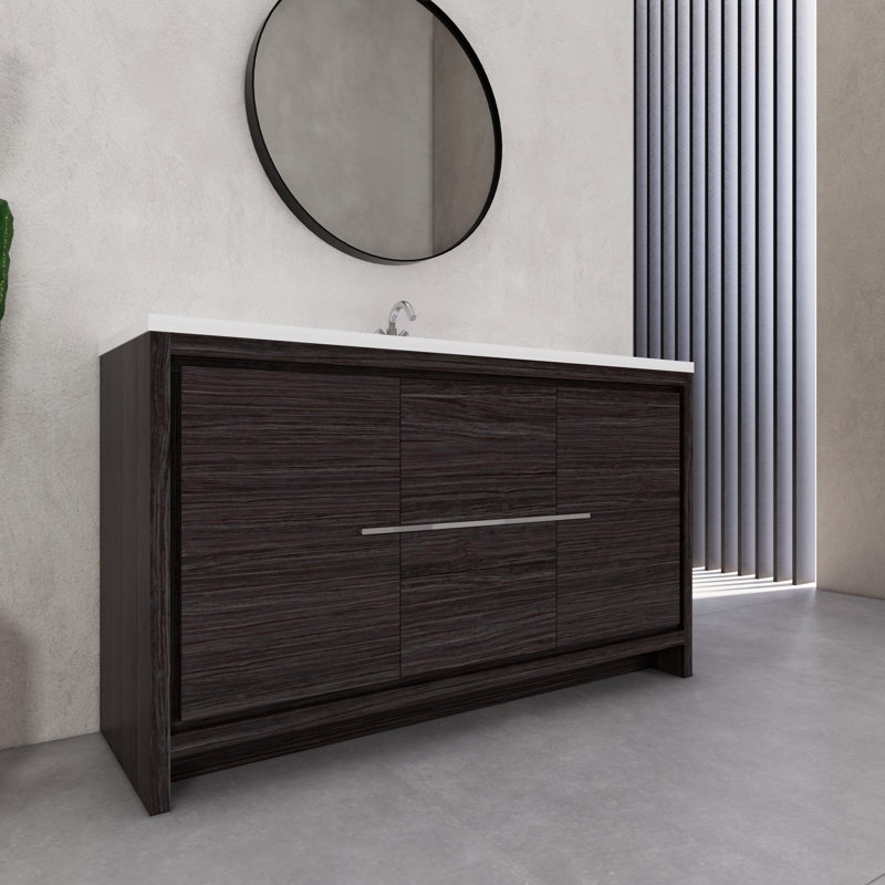 Ensemble de meuble-lavabo à simple cuve 60 "60", Gris foncé