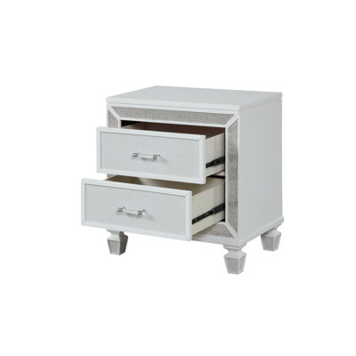 Table de chevet 2 tiroirs en bois de style moderne, finition blanche | Idée de cadeau