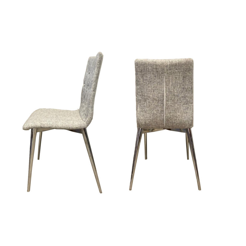 Chaise d'appoint rembourrée capitonnée en tissu gris clair