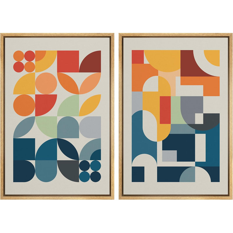 Mid Century Shape 2 - Pieces, Natural, 24" H x 32" W