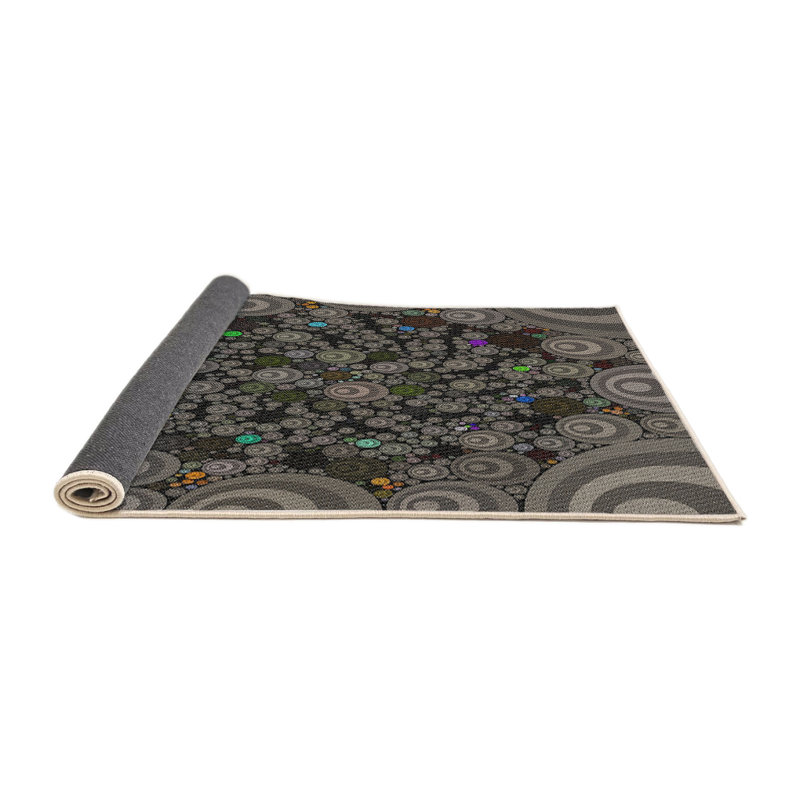 Tapis vert olive/gris à motifs, Carré 3 pi