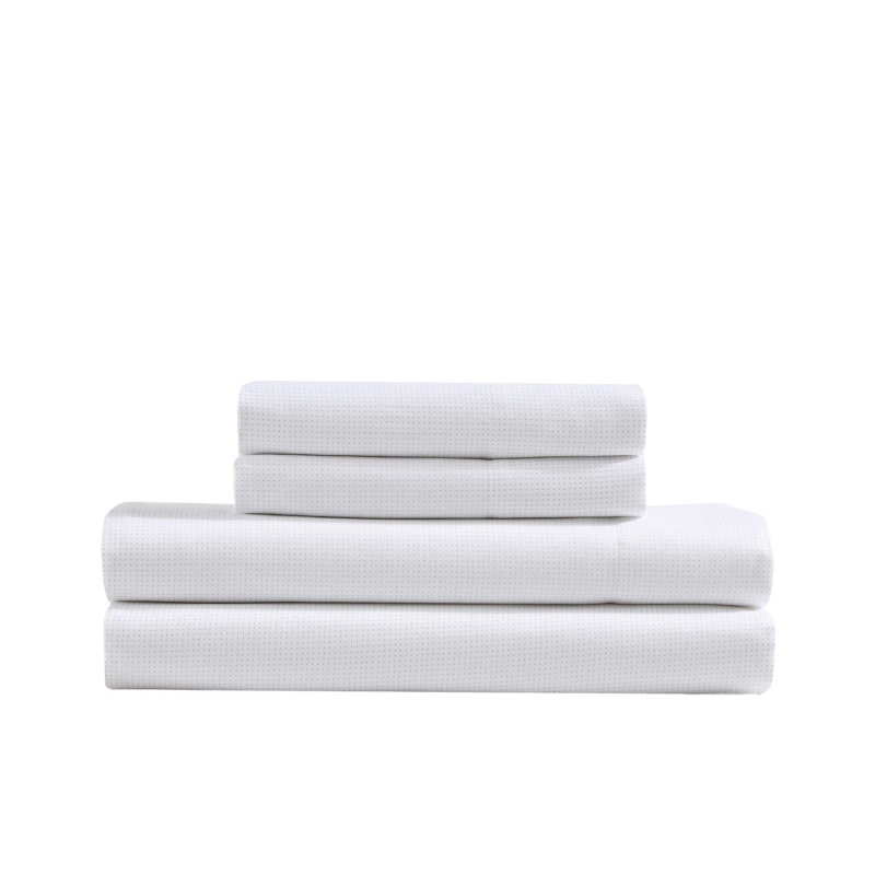 Queen Micro Dot Beige Cotton Sateen Sheet Set