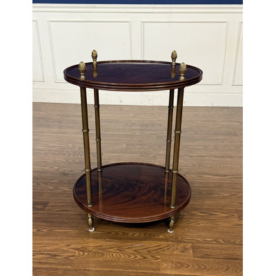 Round Mahogany Occasional Table With Brass Accents