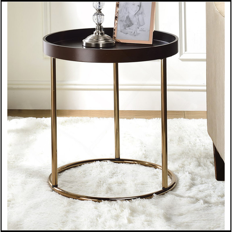 Table-plateau ronde Genoa avec structure en métal, espresso