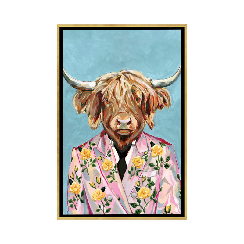 « Vache » par Heather Perry-impression, Pas de tapis, H 60 po x l 40po x P 1,5 po, Toile encadrée d'or