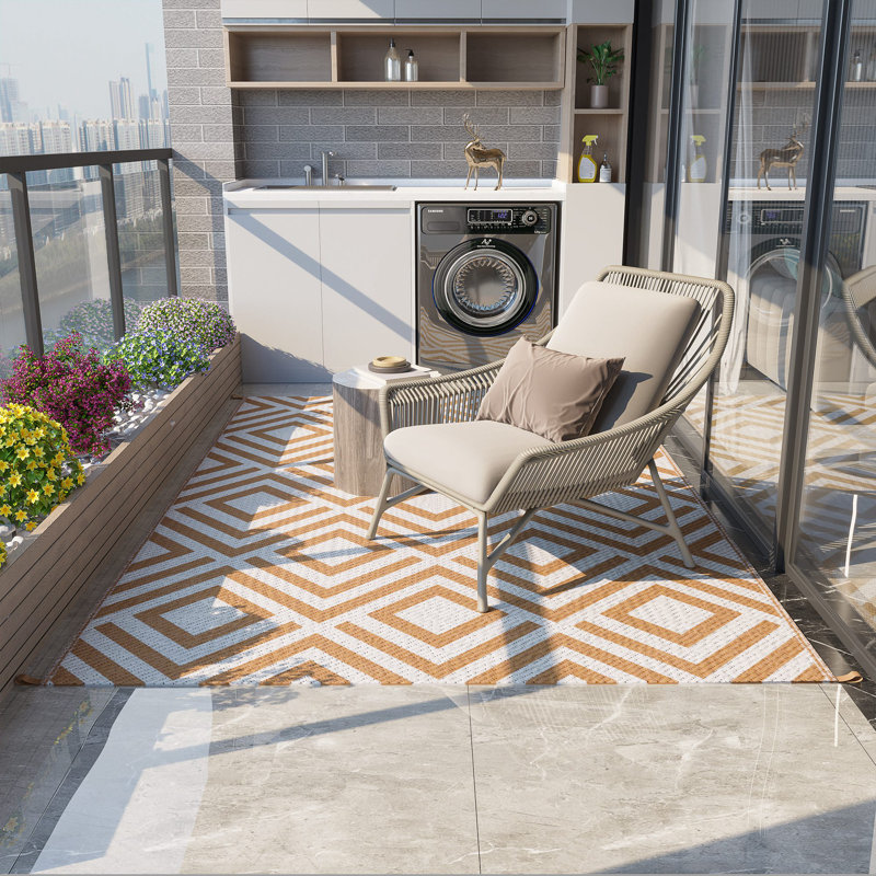 Rectangle 182 cm x 182 cm Geometric Berber Outdoor