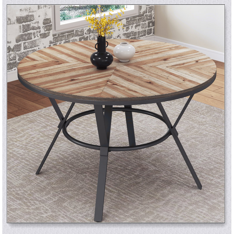Table de salle à manger d'intérieur avec pieds en métal, bouleau clair